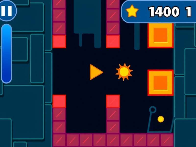 Geometry Dash gameplay screenshot showing a cube character navigating spikes