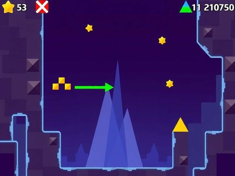 Geometry Dash game free unblocked gameplay with cube character jumping over spikes