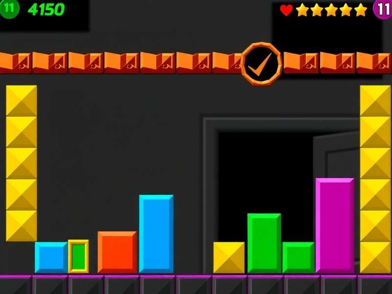 Geometry Dash gameplay screenshot showing colorful levels