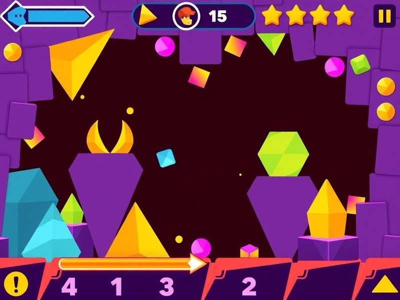 Geometry Dash gameplay screen with vibrant cubes and obstacles