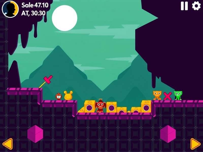 Geometry Dash gameplay screenshot showing vibrant colors and obstacles