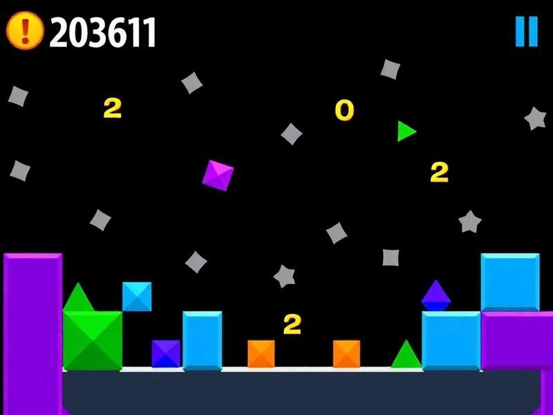 Geometry Dash gameplay showing colorful geometric obstacles and character