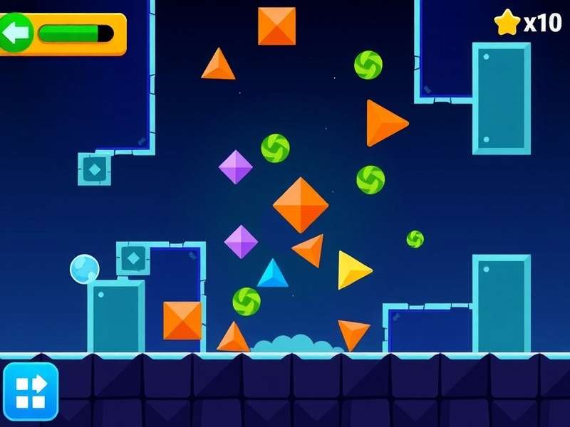 Geometry Dash gameplay on a computer screen with vibrant colors