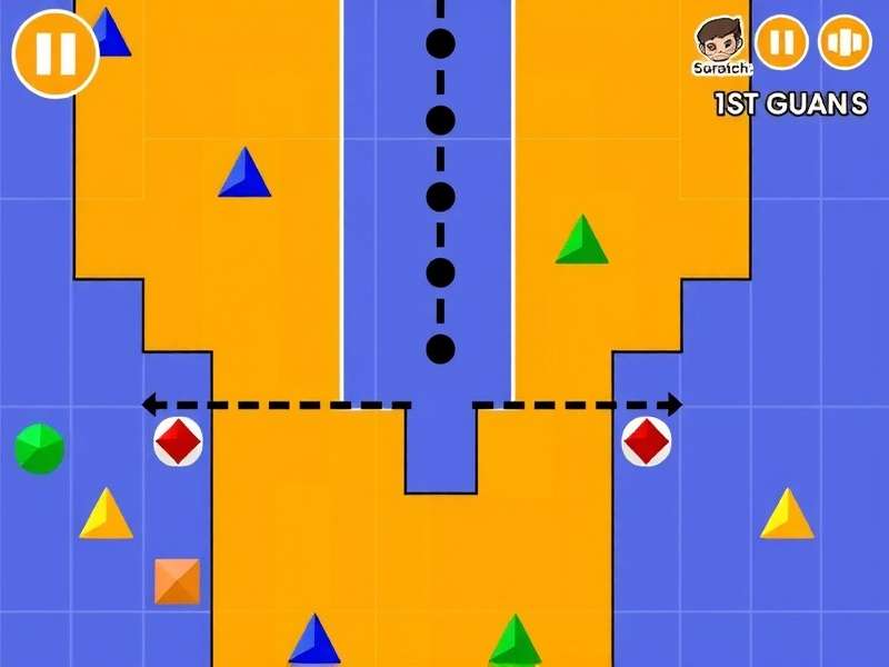 Geometry Dash game project on Scratch platform showing colorful blocks and characters