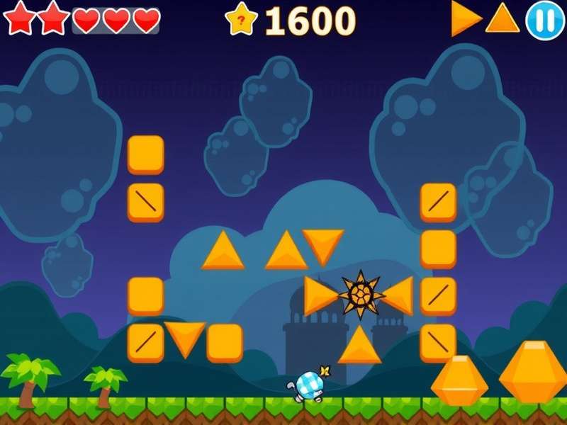 Hooda Math Geometry Dash gameplay screenshot showing geometric obstacles