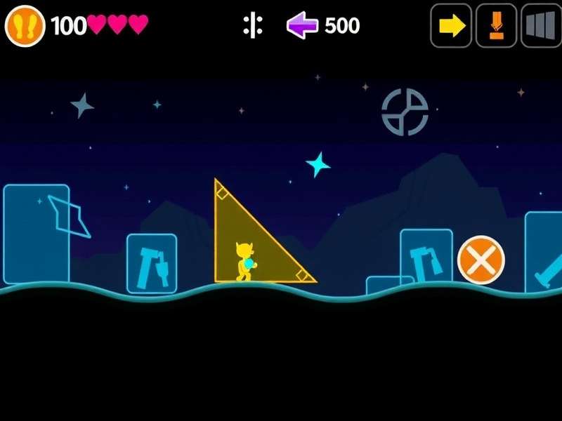 Geometry Dash gameplay screenshot showing colorful obstacles and icons