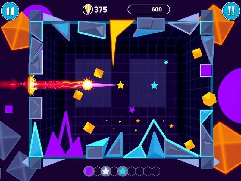 Geometry Dash gameplay screenshot showing vibrant neon obstacles and a cube character