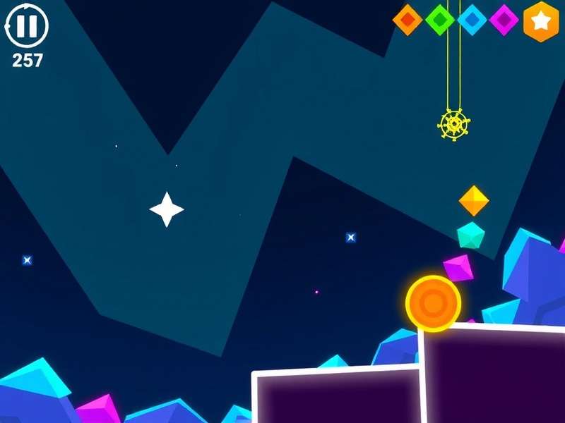 Geometry Dash Game controls and gameplay interface showing jump mechanics