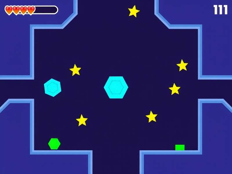Geometry Dash gameplay featuring colorful geometric shapes and obstacles