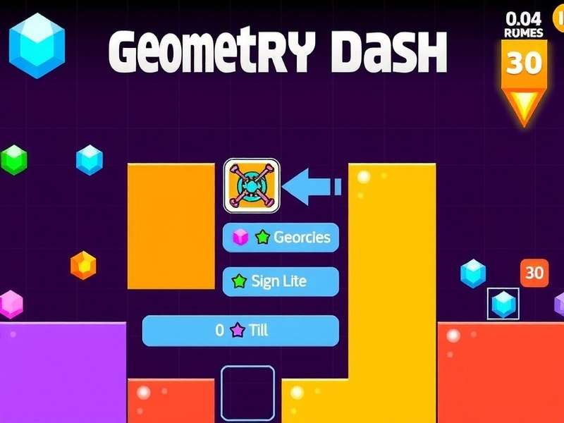 Geometry Dash Game Modes Collage showing Cube, Ship, Ball, UFO, Wave, Robot and Spider icons