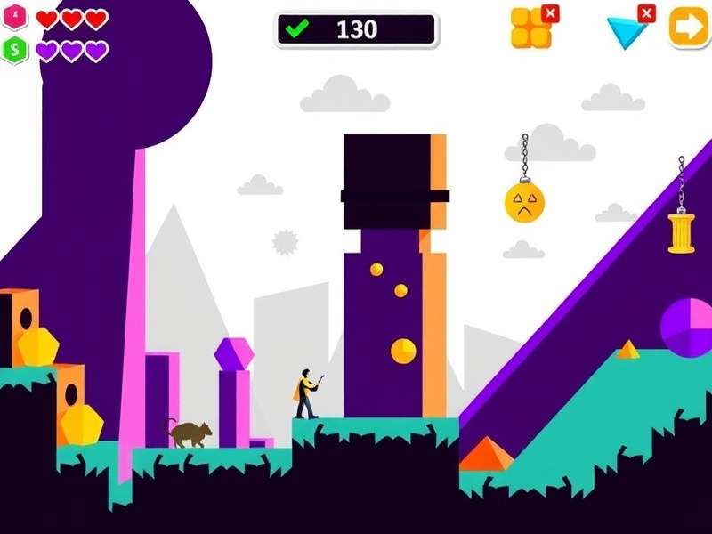 Concept art for innovative Geometry Dash gameplay mechanics showing neon geometric shapes