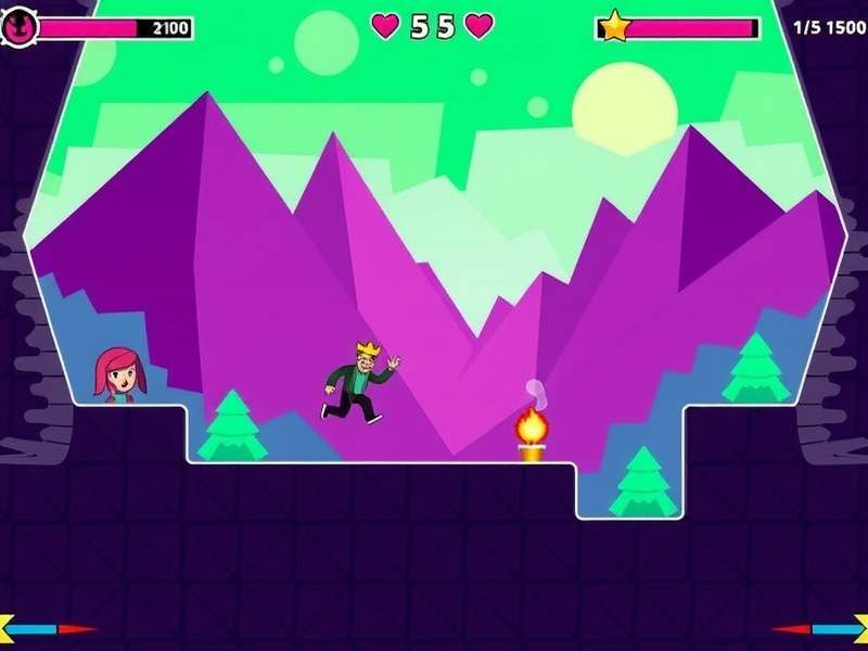 Geometric neon landscape representing the Nessus level in Geometry Dash