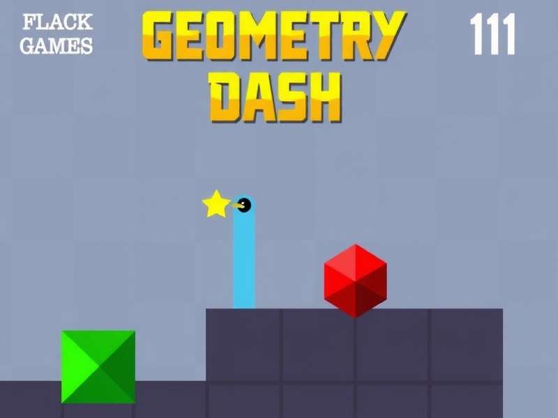 Geometry Dash gameplay screen with vibrant geometric shapes and icons