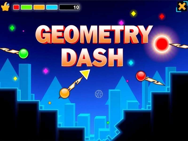 Geometry Dash PC gameplay screenshot showing colorful levels and icons