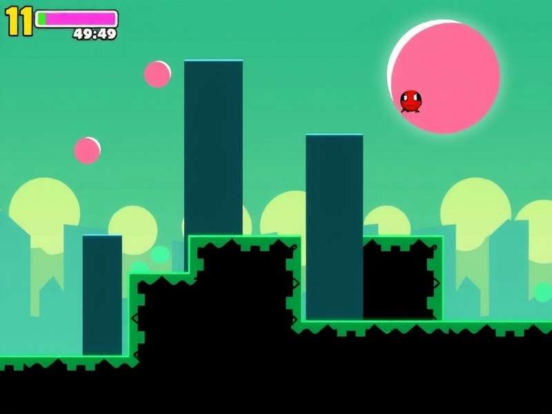 Stereo Madness level in Unblocked Geometry Dash with neon blocks and spikes