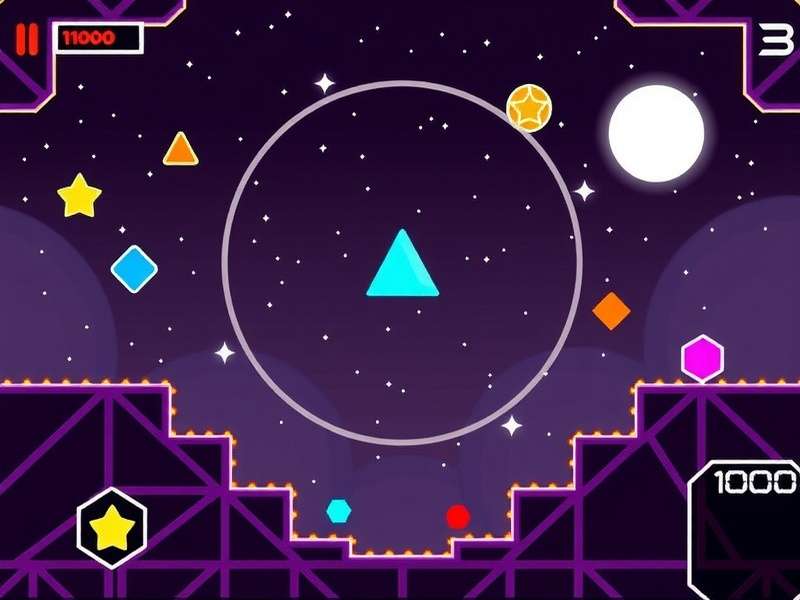 Geometry Dash Web — rhythm platformer with geometric squares, portals, and vibrant obstacles