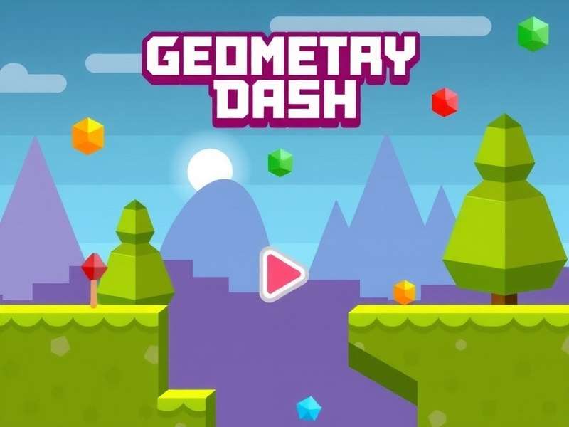 Geometry Dash Online gameplay showing vibrant neon levels and obstacles