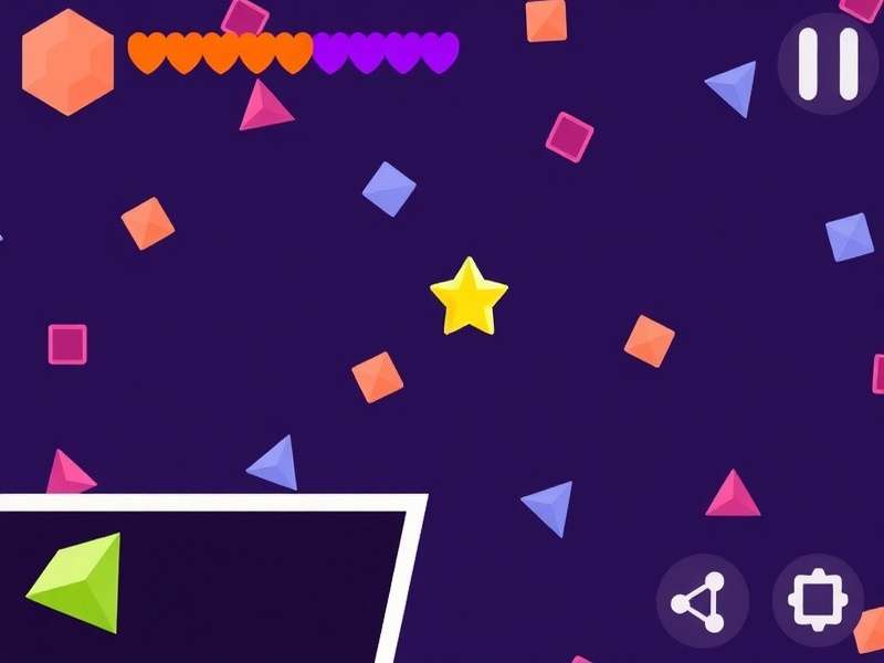 Geometry Dash Game hero visual showing rhythm platformer gameplay with geometric shapes and neon colors