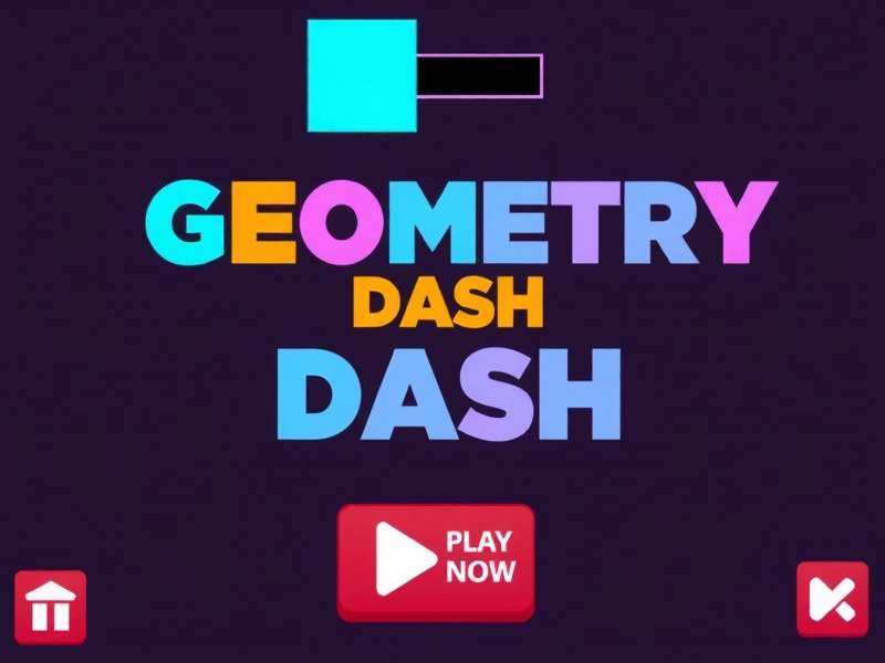 Geometry Dash gameplay with vibrant neon blocks and rhythm-based platforming
