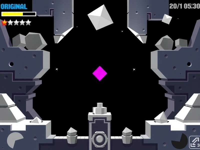 Geometry Dash Original gameplay with neon obstacles and rhythmic waves