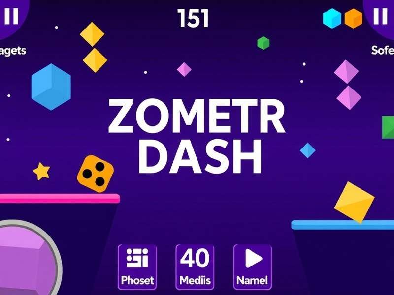 Geometry Dash App gameplay showcase featuring multiple icons and level design