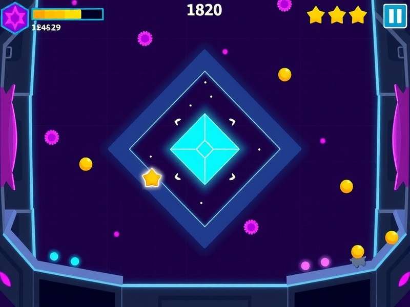 Geometry Dash App gameplay interface showing the iconic square icon and obstacles